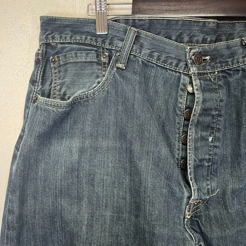 Levi's 501 Button Fly‎ Jeans Men 38x29 Blue Denim BlokeCore ClassicCore Straight